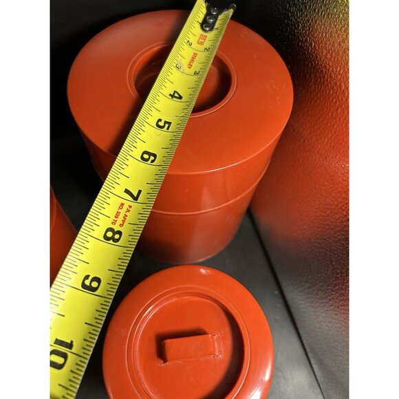 Vintage 70s Style Metal Nesting Canisters Set 4 Mid Century Macy's Cellar - Picture 12 of 15